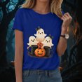 thumbnail image 2 of TOWED22 Womens Cute Ghost Pumpkin Flowers Shirt Fall Pumpkin Vintage Flowers Tshirt Halloween Funny Graphic Blouse Casual Basic Tee(Blue,S), 2 of 8