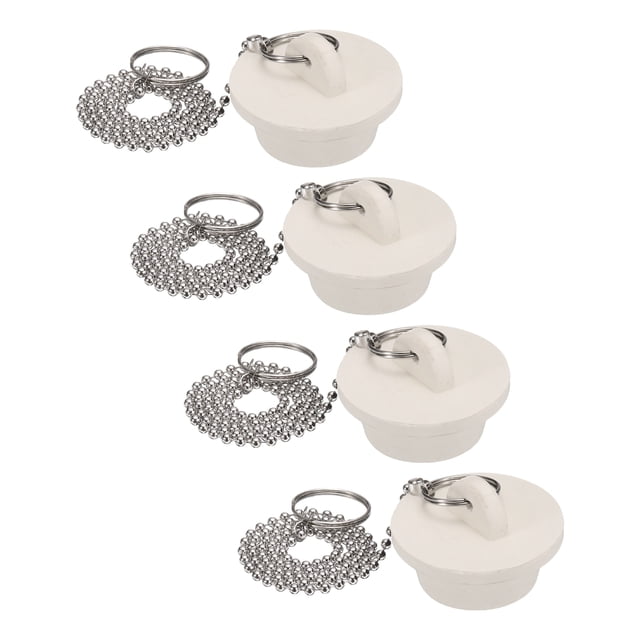 Tapones de baño de 4 piezas, tapones de goma para bañera de 1-1/4", tapón de desagüe para fregadero de cocina, blanco