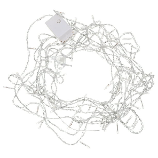 EeaseMX Guirnalda de luces LED de 10 m con forma de carámbano, cortina de cascada, decoración para bodas, fiestas, jardín y hogar, con enchufe europeo (blanco cálido)