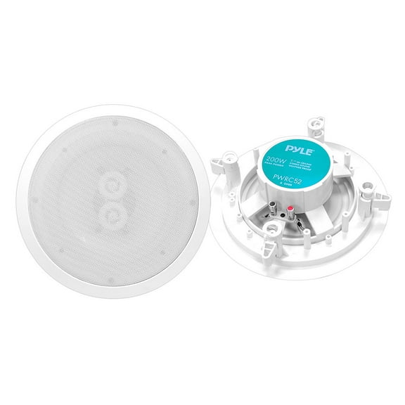 Pyle 5.25” Wireless Bluetooth Ceiling Speaker – 2-Way Dual Channel Stereo from One Speaker, Weatherproof Indoor/Outdoor Speaker with Stain-Resistant Grill, Easy Install, 200W Peak Power