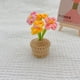thumbnail image 3 of Decoración de maceta de ganchillo hecha a mano - Planta de rosas tejida para salpicadero de coche, oficina, decoración del hogar - Mini flores de simulación de lana, 3 of 3