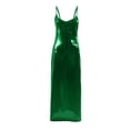 thumbnail image 4 of Vestido metálico con tirantes finos para mujer: vestido sexy ajustado con escote en V, vestido de fiesta para salir por la noche, 4 of 4