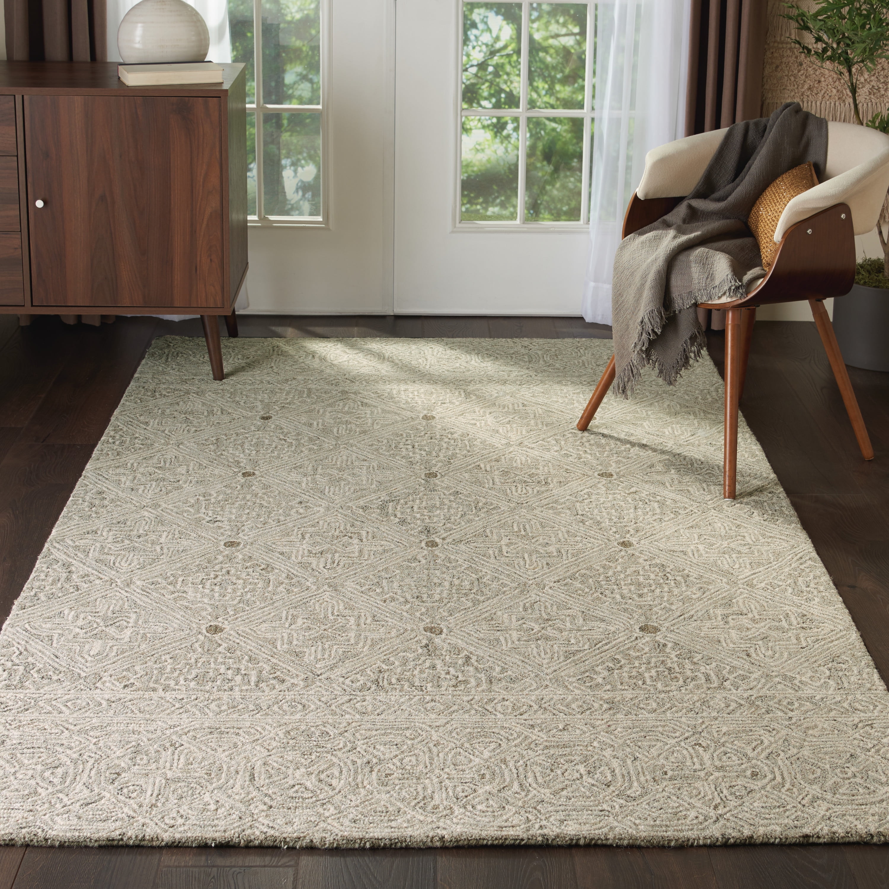 Nourison Azura Farmhouse Tribal Ivory/Grey Area Rug