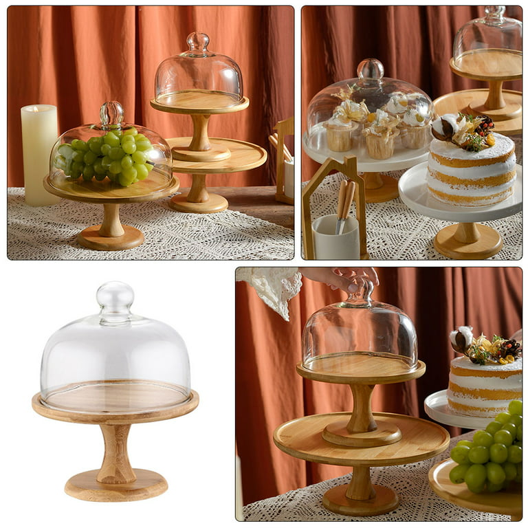 Double Layer Wooden Cake Stand Cake Plate Dessert Table Display