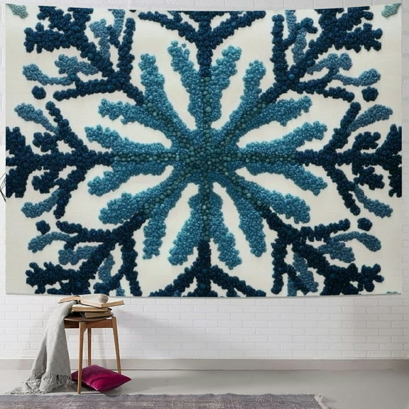 Autua Snowflake Pattern Folk Art Tapestry Wall Hanging Home Decor 40x30inch