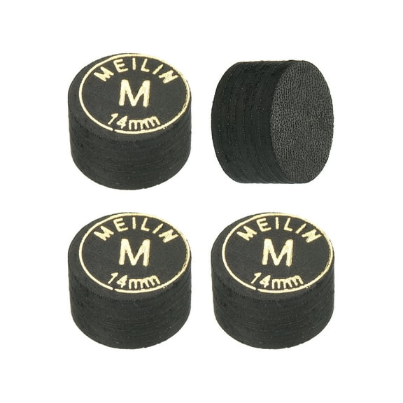 Uxcell 14mm Glue on Laminated Medium Pool Billiard Stick Cue Tips, Black 4 Pack