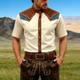 thumbnail image 2 of VeFlora Men's Oktoberfest Outfits, Short Sleeve Button Down Oktoberfest Shirts for Men, Casual Top for Oktoberfest, Party and Festival Wear(Beige1/S), 2 of 4