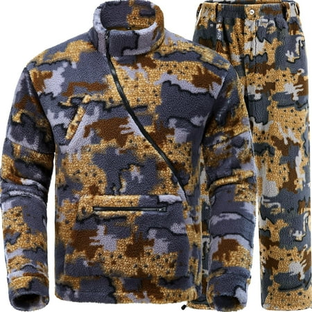 NEW VIEW Quiet Whitetail Deer Bow Hunting Clothes for Men Cold Weather Wind Proof Camo Hunting Jacket and Pants with Fleece