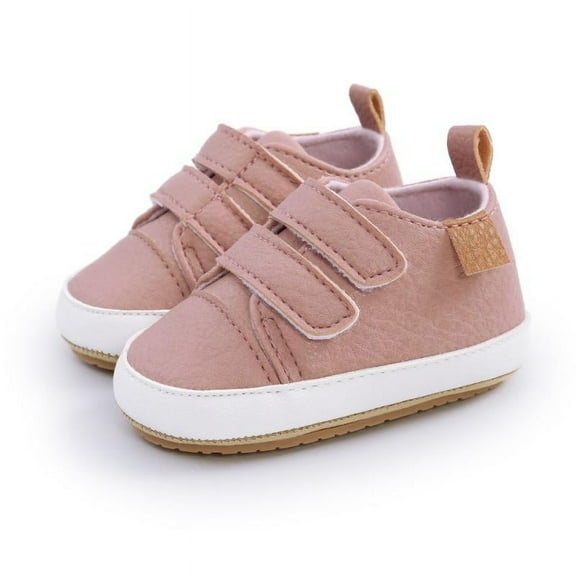 Baby Boys Girls Pu Leather Hard Bottom Walking Sneakers Toddler Rubber Sole First Walkers Infant Cartoon Slippers Crib Shoes