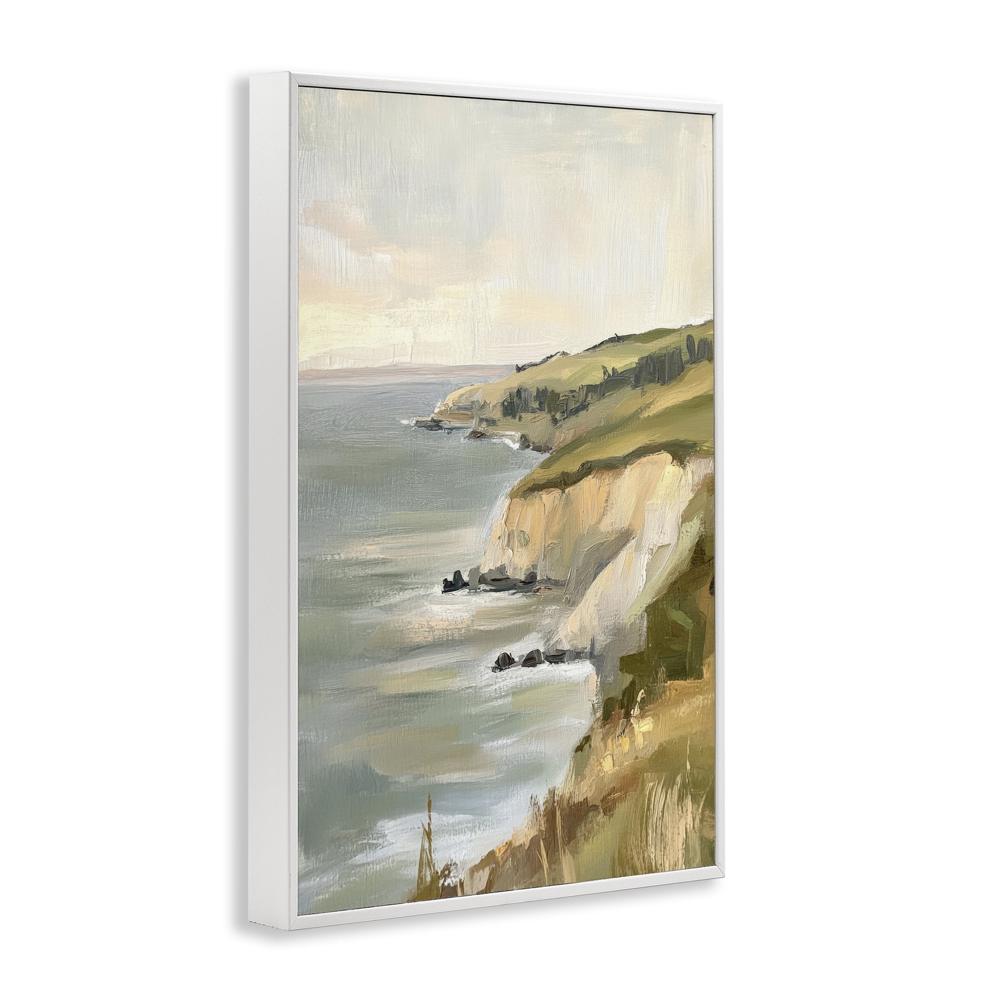 Stupell Industries Cliffs Off The Sea White Framed Giclee Art, design by Petal Prints Design
