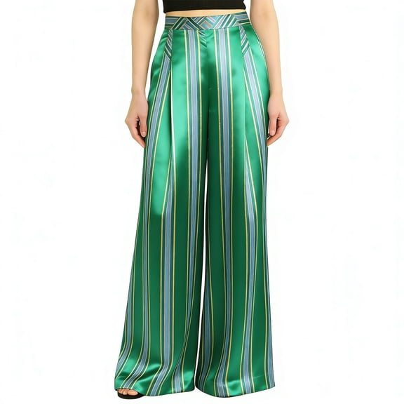 Pants Womens Wide Leg Lounge Pants Elastic High Waisted Striped Palazzo Pants Flowy Casual Beach Travel Trousers Dress Pants Women