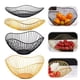 thumbnail image 2 of Cesta de Hierro para Frutas, Recipiente para Frutas, Cesta de Exhibición para el Hogar, Bandeja para Pan y Bocadillos, Bandeja para Almacenar Bocadillos, Corta, Dorada., 2 of 5