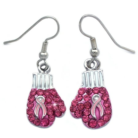 cocojewelry Support Breast Cancer Awareness Boxing Glove Dangle Hook Earrings