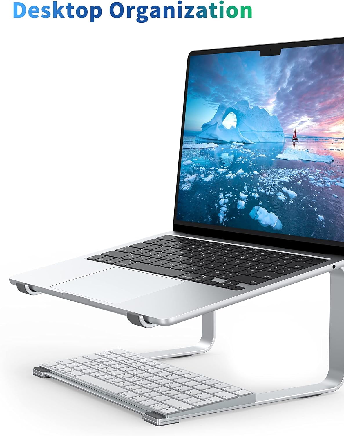 Laptop Stand for Desk, Metal Computer Riser, Heavy Stable PC Holder, Ergonomic Laptops Elevator for 12 to 17.3 Inches Notebook Computer, Silver