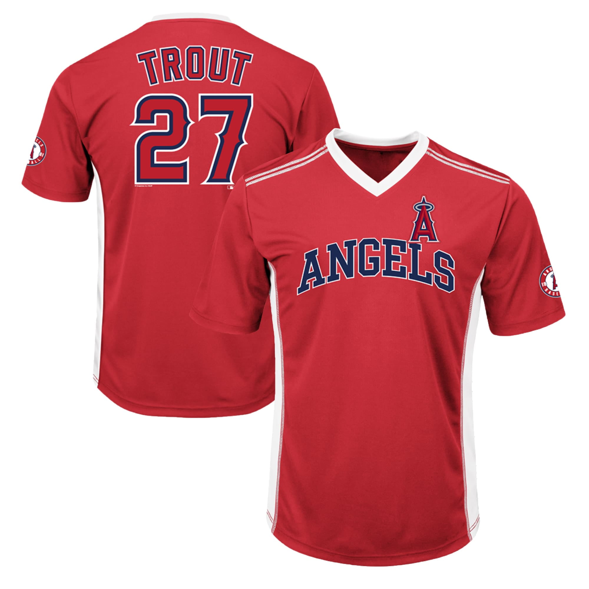 Men's Majestic Mike Trout Red Los Angeles Angels Player Name & Number