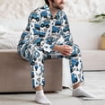 thumbnail image 7 of Honeii Blue Excavator Pattern Mens Pajamas Set,2pcs Men's Lounge Long Sleeve Sleep Shirt and Pajama Bottoms Sleepwear Set,Mens Pjs Sets-XX-Large, 7 of 7