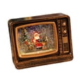 thumbnail image 4 of Bola de nieve navideña con forma de televisor, adorno central musical, iluminado Papá Noel retro dorado, 4 of 8