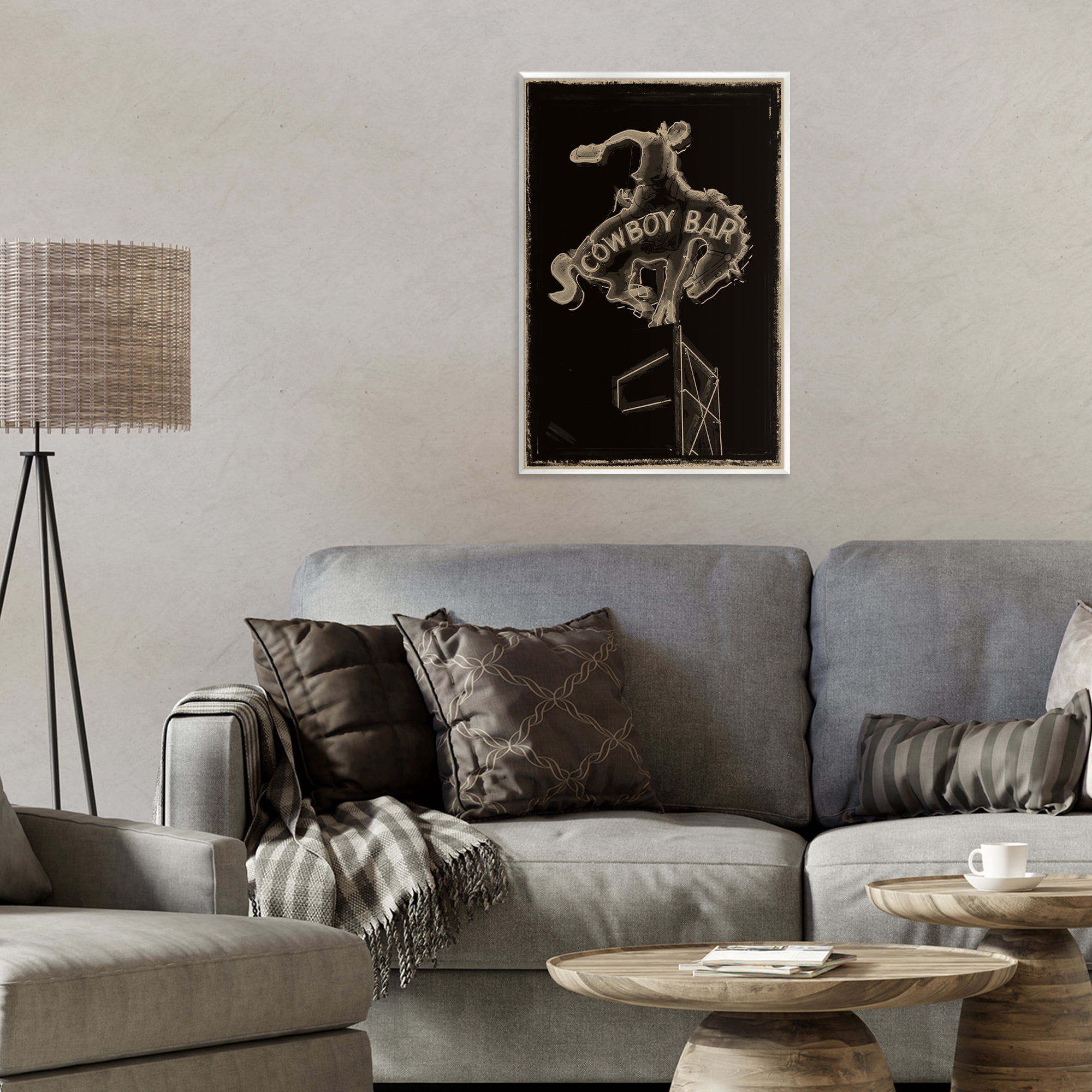 Stupell Industries Cowboy Bar on Black Wall Plaque Art, design by Grotto Studios