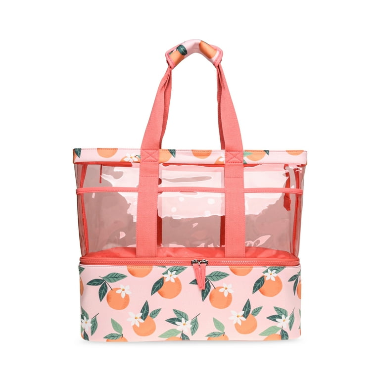 No Boundaries Women's Vinyl Beach Tote with Removable Glasses Case