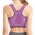 thumbnail image 4 of Women's Front Zip Sports Bra for High Intensity Yoga and Running Breathable Supportive Seamless Comfort Fitness Activewear for Women T-shirt Bra(Color:Purple,Size:XXXXL), 4 of 4