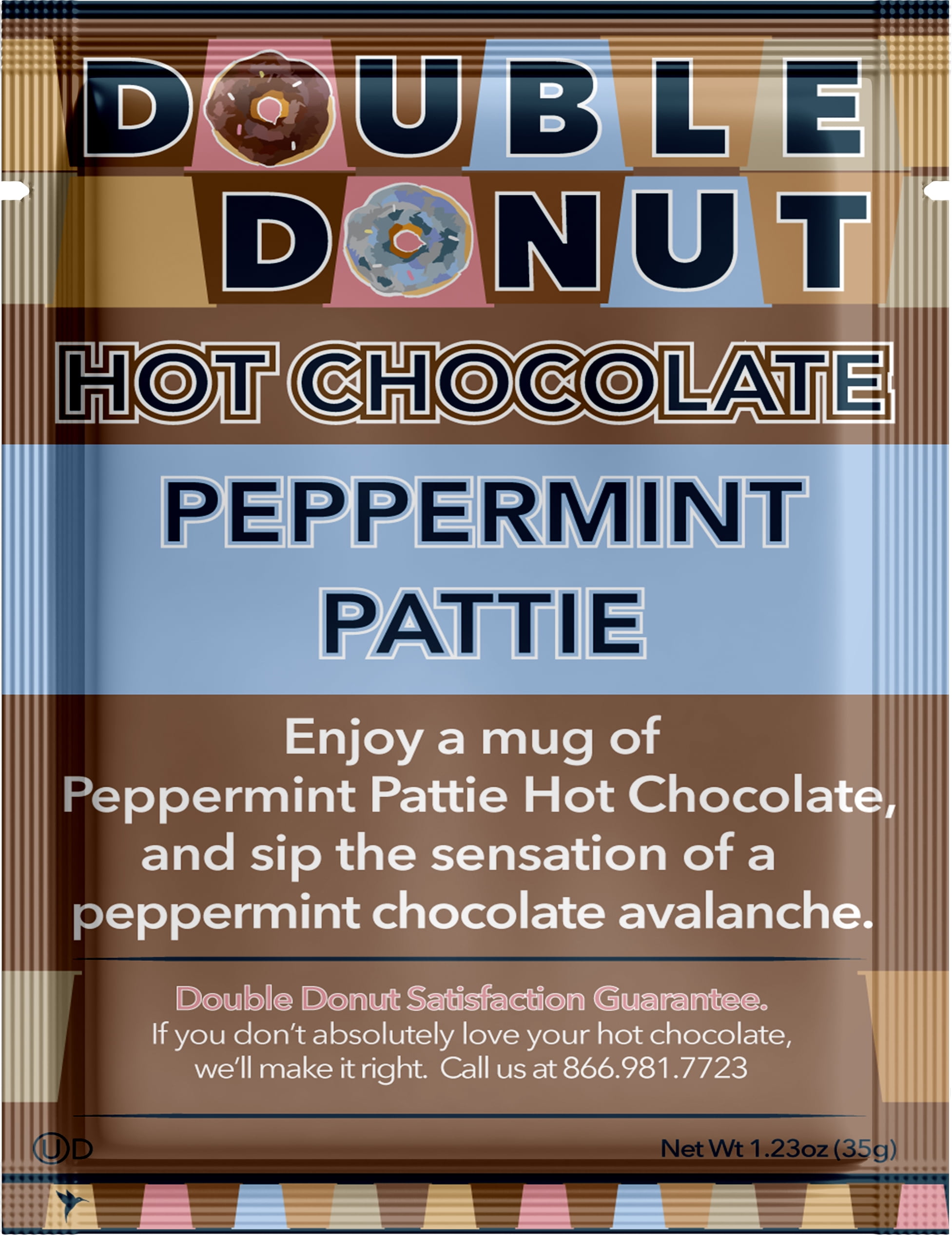 Double Donut Flavored Hot Chocolate Packets, Peppermint Pattie, Peppermint Hot Chocolate, Hot Peppermint Cocoa Mix, 32 Count