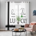 thumbnail image 5 of St. Patrick's Day Kitchen Curtains 96 Inch Length, Hello Lukcy Green Black Stripe Grommet Top Bedroom Living Room Curtains, Light Filtering Cafe Curtain Drapes 2 Panels Set 104''x96'', 5 of 9