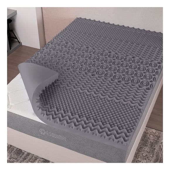 Esquimal Colchoneta Memory Foam 7.6 Cms. Topper 7 Zonas Queen Size Color Gris