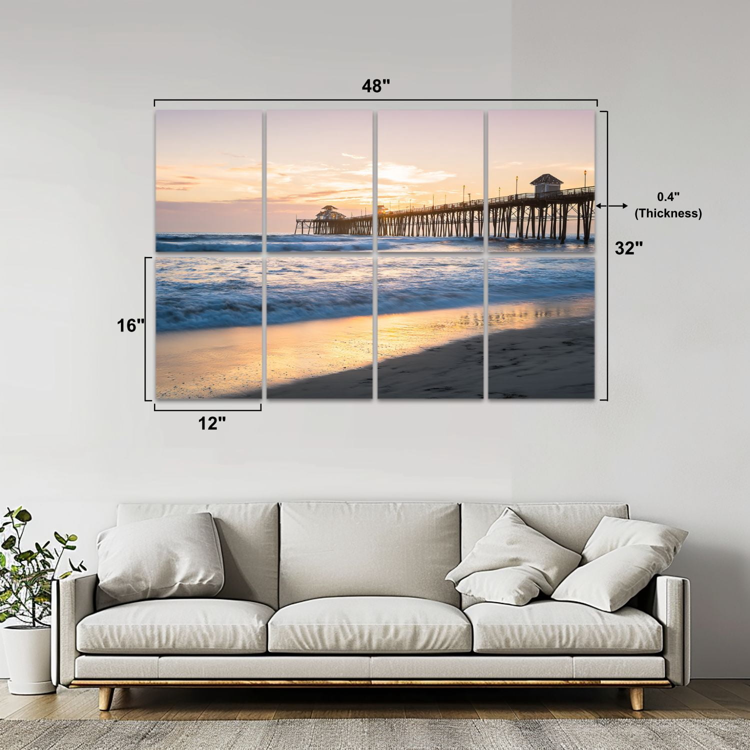 8 Pack Art Acoustic Panels Sound Absorbing Gorgeous Beach Sunset Decorative Soundproof Wall Panels Self Adhesive for Nursery Game Room Bedroom 48"x32"