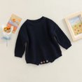 thumbnail image 4 of LNGOOR Newborn Infant Baby Girls Boys Jumpsuit  Knitting Ribbed Surface Round Neck Long Sleeve Solid Color Crotch Button Bodysuit 0-2T, 4 of 7