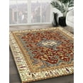 thumbnail image 2 of Ahgly Company Indoor Round Abstract Brown Red Abstract Area Rugs, 7' Round, 2 of 6
