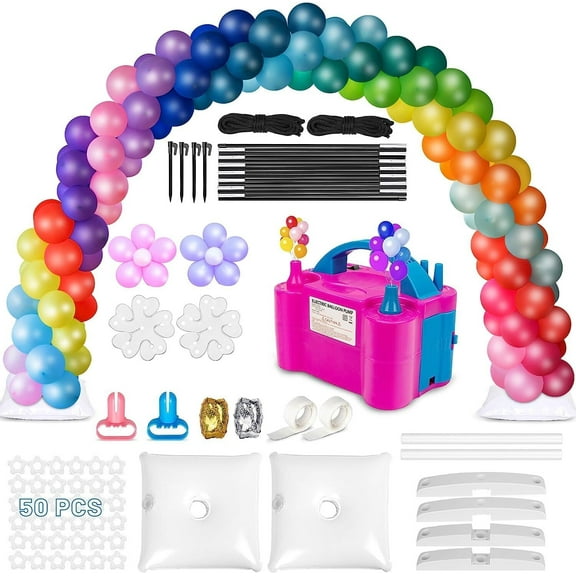 Wattne Balloon Arch Kit and Balloon Pump, 9Ft Tall & 10Ft Wide Adjustable Balloon Arch Stand Holder with Base for Outdoor, Electric Air Pump for Bridal Shower Graduation Decorations Party Supplies