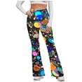 thumbnail image 2 of Ounisa Women's Carnival Flared Pants Flash Shiny Print High Waist Stretchy Comfy Wide Leg Workout Fitness Yoga Leggings, 2 of 5