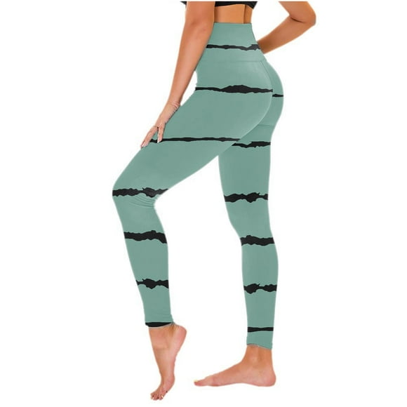 QATAINLAV Striped Leggings for Women, Scrunch Butt Lifting Leggings Women Seamless Workout Leggings High Waist Tummy Control Yoga Pants Todays Sale Mint Green M