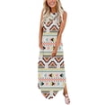 thumbnail image 1 of SMihono Robe Maxi Bohème d'Été pour Femmes Grande Taille Décontractée Col en V Sans Manches Imprimée Ample Robe Longue + Poche Robe de Plage, 1 of 6