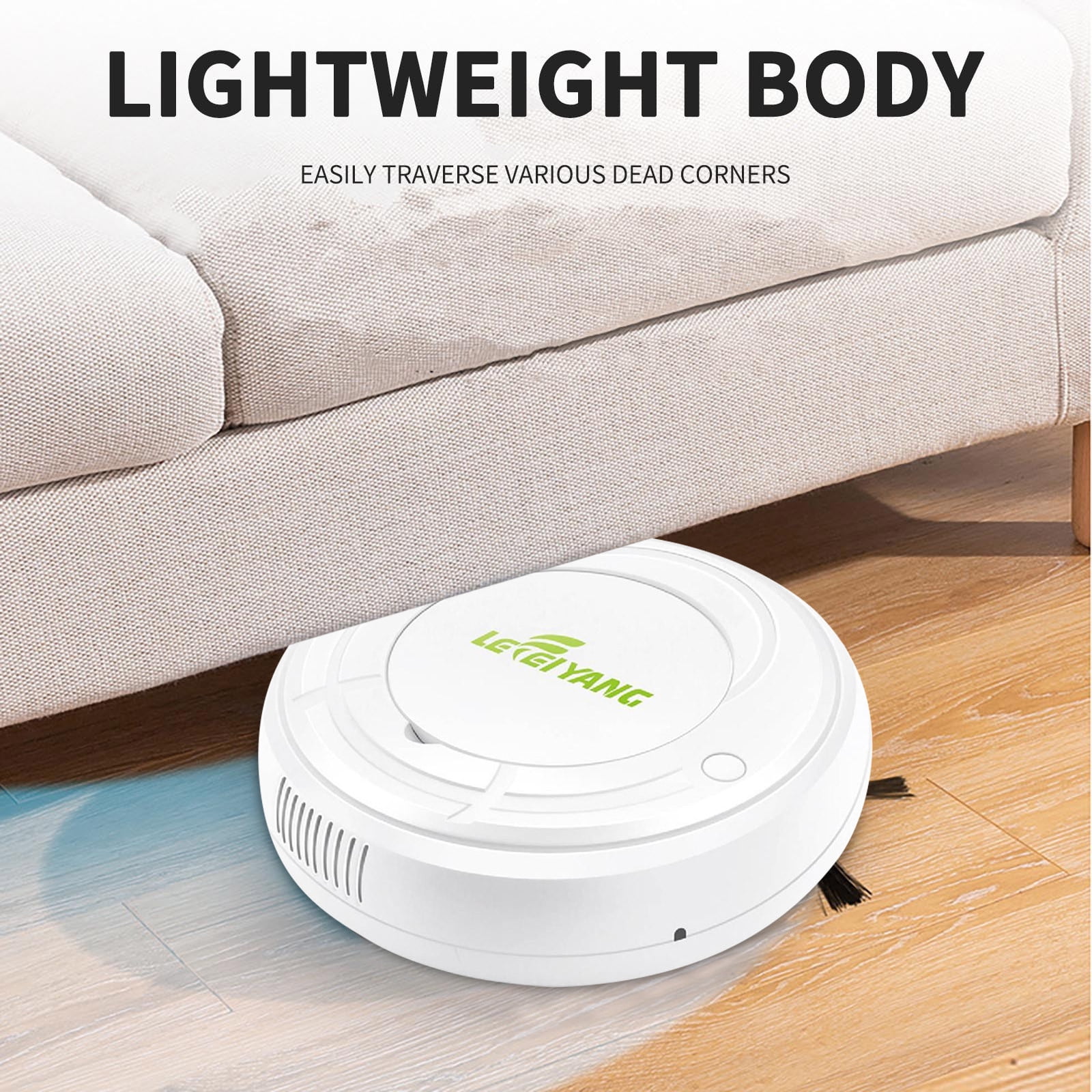 Robot Vacuum Cleaner, Smart Robotic Sweeper for Hardwood Floors & Carpets, Automatic Pet Hair Pickup, Thin Design for Under Furniture, USB Charging, Home Office Cleaning Device