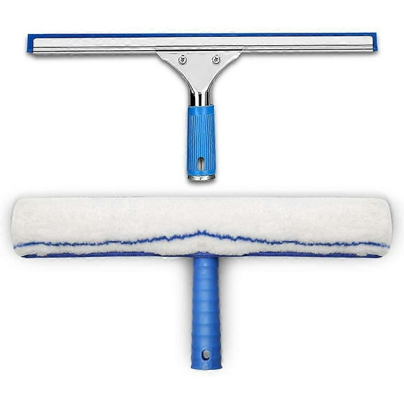 Window Cleaning Kit, Window Squeegee and Microfiber Cloth, Shower Squeegee with Rubber Lip, Window Cleaning Tool, Aquablade Squeegee 35cm