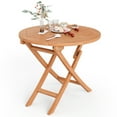 thumbnail image 1 of Costway Table à Manger Rond Pliant de Patio 31,5 Pouces en Teck d'Indonésie Naturel pour l'Extérieur, Portable, 1 of 10