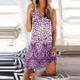 thumbnail image 1 of Robes Robe d'Été Mode Femmes Casual Sexy Col Rond Robes d'Impression d'Été Pull Sans Manches Robe Violet XXL, 1 of 5
