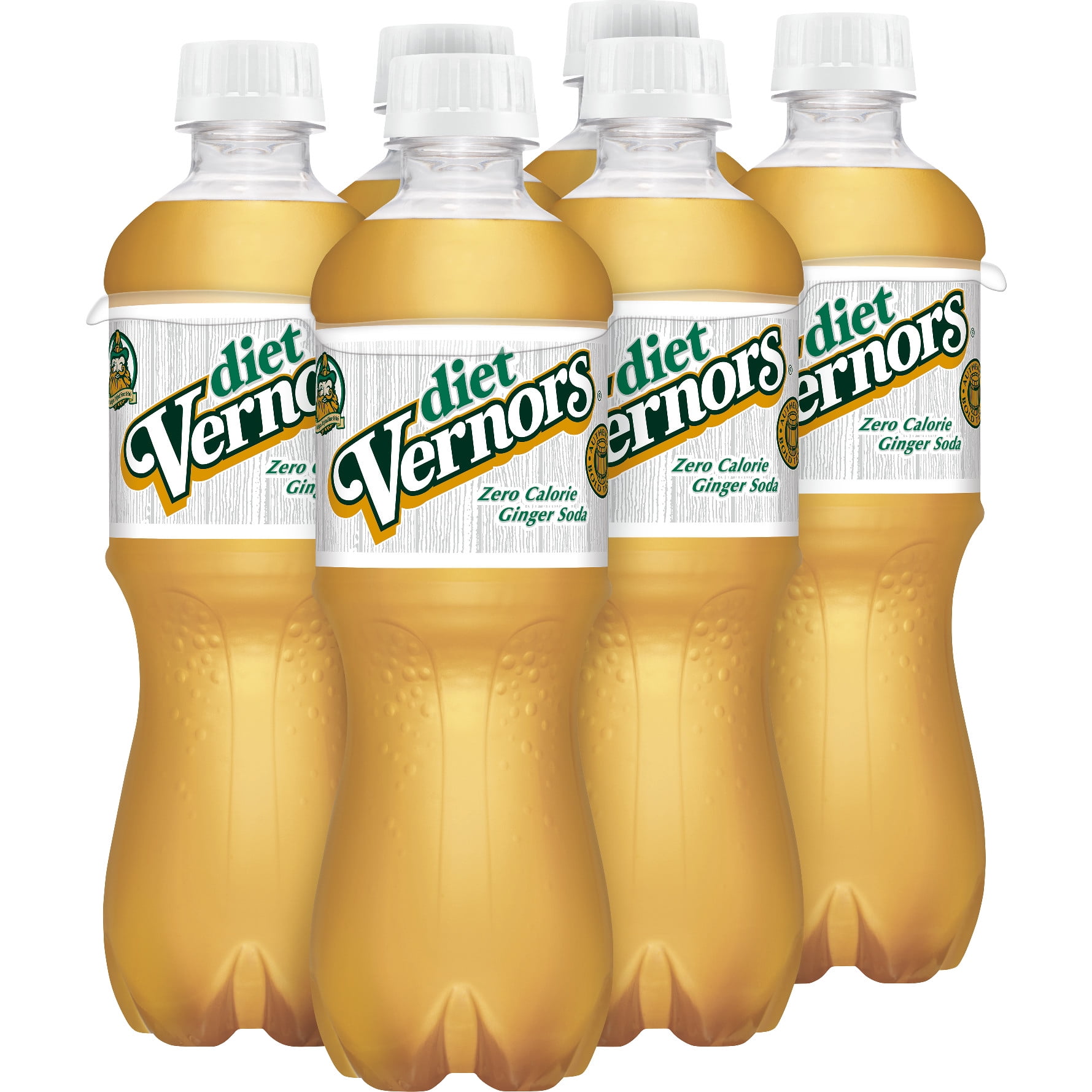 (4 pack) Vernors Zero Sugar Ginger Ale Soda Pop, 16.9 fl oz, 6 Pack Bottles