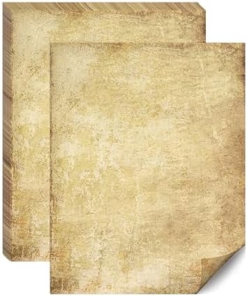 Tekola Vintage Stationery Paper, Parchment Printer Paper 8.5 x 11, 100 Sheets Aged Stationery for Letter Writing, Certificates, Diplomas, Resumes, Crafts（100 GSM）