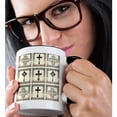 thumbnail image 2 of 3drose, Four Different Ornate Golden Christian Crosses in a Gold Frame on a Creme Beige Background., 15oz Two-tone Black Mug, 2 of 6