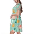 thumbnail image 2 of Disketp Elephant and Flowers para Vestido de Manga Corta para Mujeres, Vestidos de Verano para Mujeres, Casual y Holgado para la Playa, 2 of 6