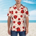 thumbnail image 2 of Xecao Red Ladybug print Hawaiian shirt - a stylish short-sleeve button-down for men, perfect for casual beach and tropical outings., 2 of 9