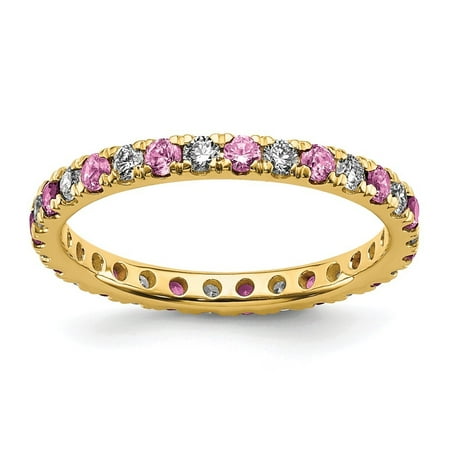 Auriga Fine Jewelry 14K Yellow Gold Lab Grown Diamond VS/SI GH & Cr Pink Sapphire Eternity Band for Women Size 4.5 Auriga Fine Jewelry 14K Yellow Gold Lab Grown Diamond VS/SI GH & Cr Pink Sapphire Eternity Band for Women Size 4.5