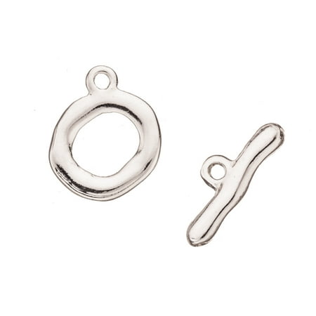 Plated Metal Clasp Liquid Metal Flat Toggle Clasp Silver Plated 14/18.5mmx17/6.5mm Sold per pkg of 4pair ()