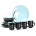 thumbnail image 2 of Stoneware Two-Tone Colors Life 16pc Dinner Set， Outside Shiny Black + Inside Matte Glaze Turquoise, 2 of 8