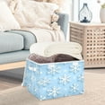 thumbnail image 3 of Yayeee Collapsible Cube Storage Bin with Lid Fabric Closet Decorative Basket with Handles, Blue Snowflake, 3 of 7