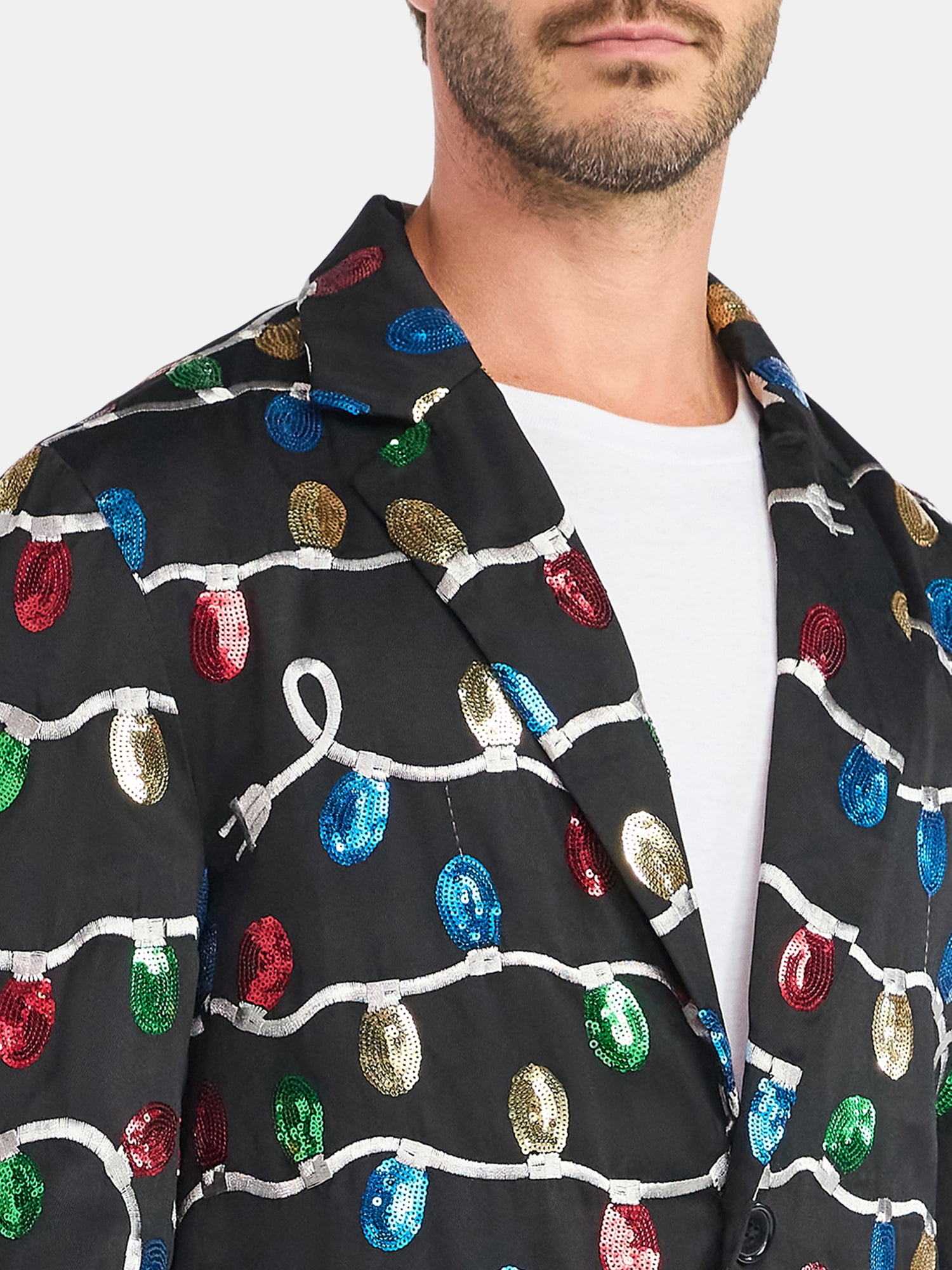 Jolly Knits Men's and Big Men's Sequin Christmas Suit Jacket Blazer, Sizes S-3XL