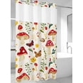 thumbnail image 4 of Red Mushroom No Hook Shower Curtain Waterproof, Bathroom Curtains with Snap in Liners and See Through Top Window, Spring Floral Summer Botanical Hotel Style Bathtub Curtains Shower 36"Wx78"L, 4 of 8