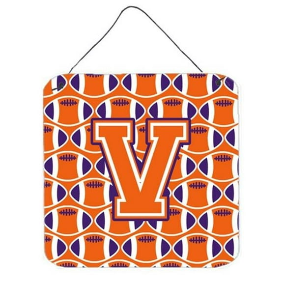 Letter V Football Orange, White & Regalia Wall or Door Hanging Prints
